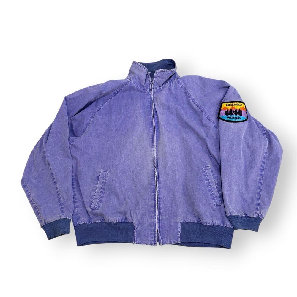 Vintage Wrangler Brushpopper Jacket Mens XL Purple Distressed Western Full Zip
